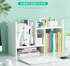 学生桌上书架二层小书架简易办公桌置物架白色书桌桌面收纳神器